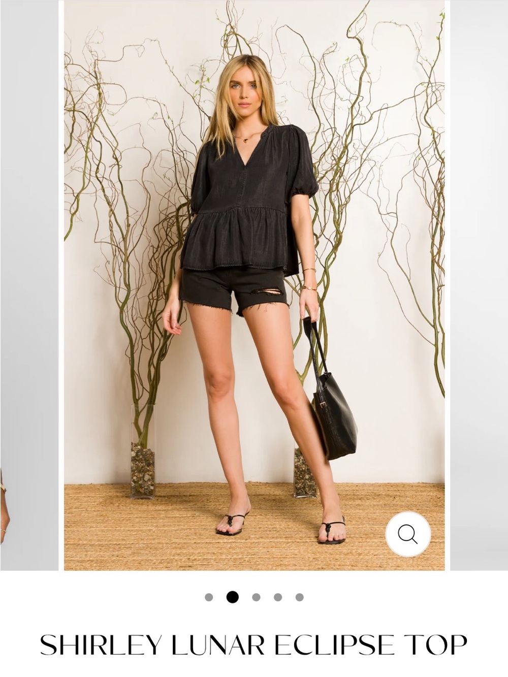 Velvet Heart Los Angeles Black Denim Peplum V-Neck Top